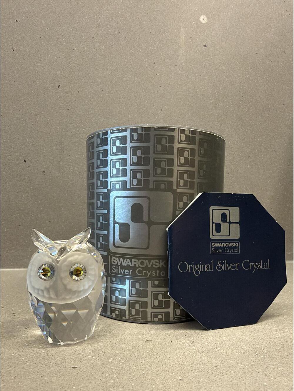 Vintage Swarovski Small Owl 010016 7636 NR 046 Box COA Retired Crystal